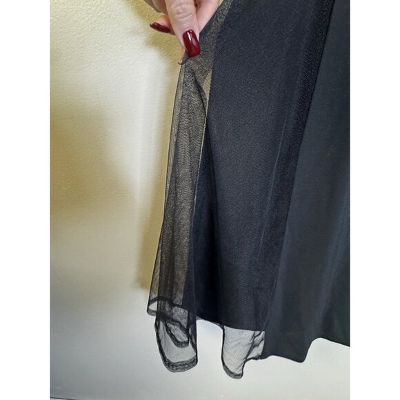 Dave & Johnny Y2K Vtg 90s 13/14 Black Babydoll Dress Gold Accent Maxi Whimsigoth - Picture 5 of 15